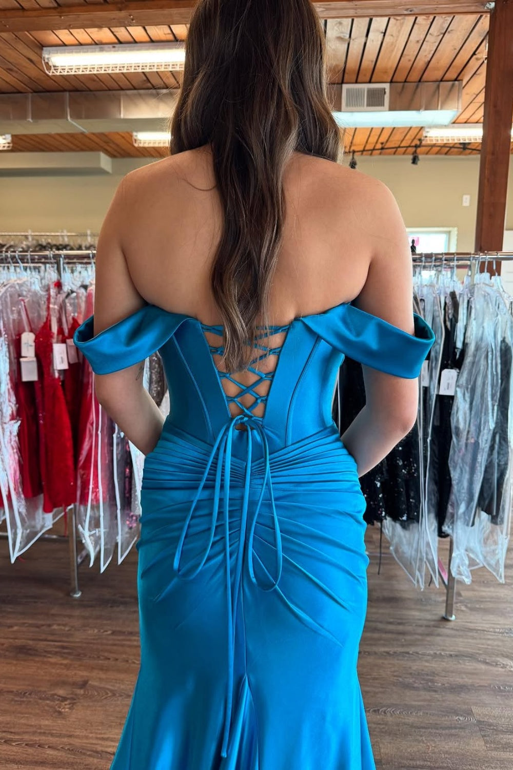 Off-the-shoulder Keyhole Mermaid Prom Dress with Slit