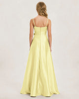 Daffodil Satin A-line Junior Bridesmaid Dress Back View