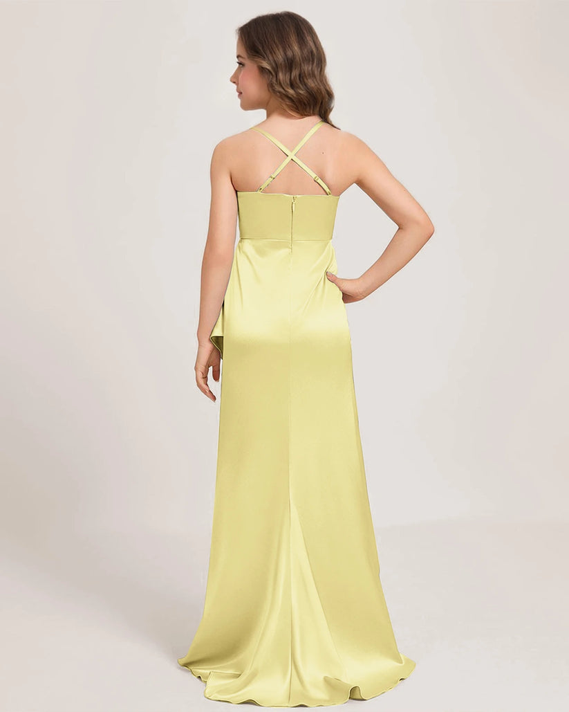 Daffodil Satin A-line Girls Formal Dress Back View