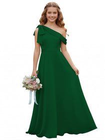 dideyttawl One Shoulder Junior Bridesmaid Dresses for Girls 4-16 Chiffon  A-Line Pageant Formal Party Ball Dress 2562