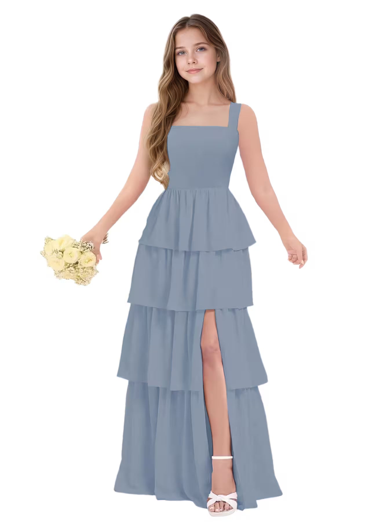 Dusty Blue Junior Bridesmaid Dress for Girls