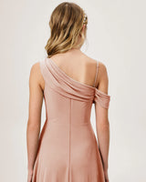 Dusty Rose Chiffon A-line Junior Bridesmaid Dress Back View
