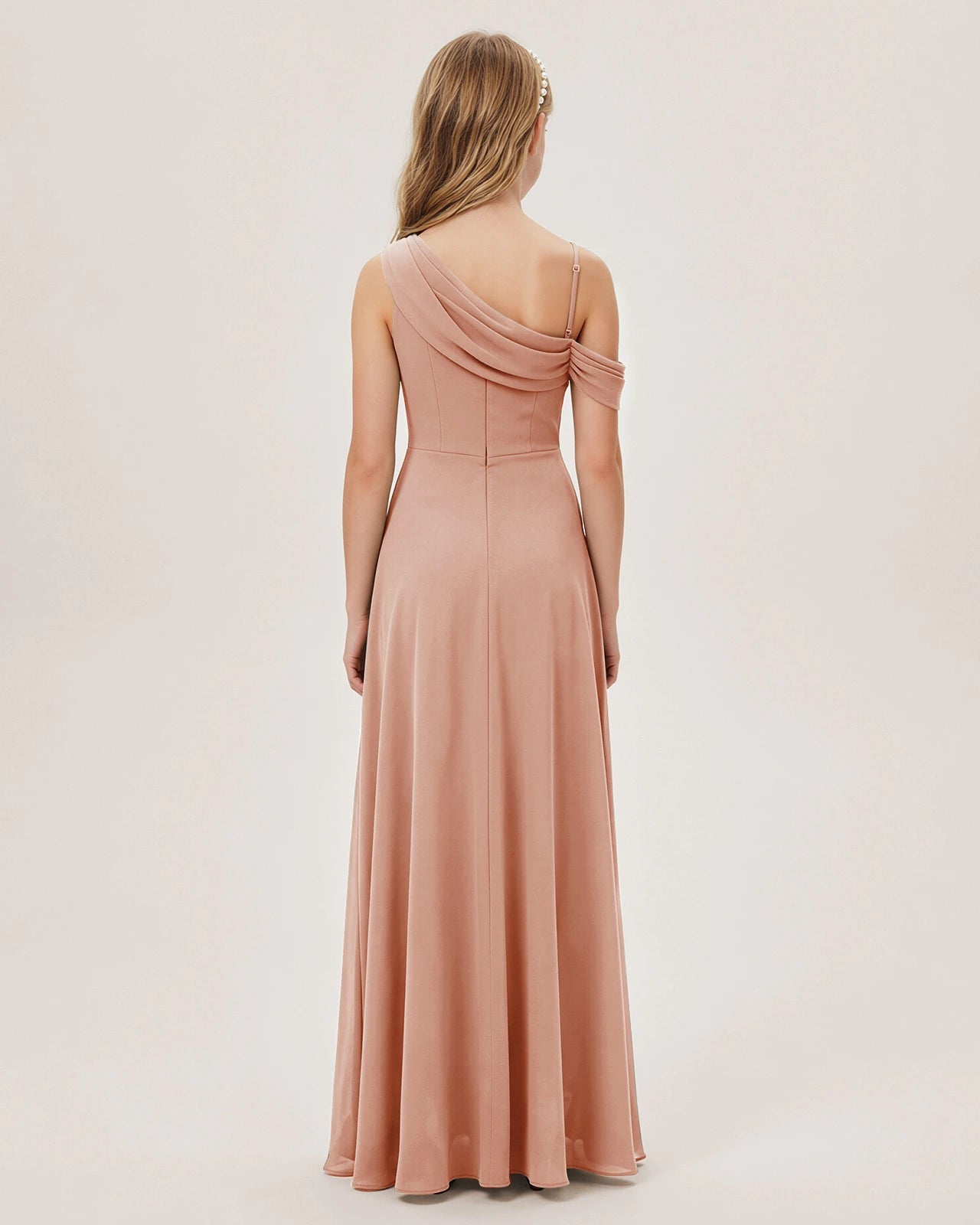 Dusty Rose Chiffon A-line Junior Bridesmaid Dress Back View