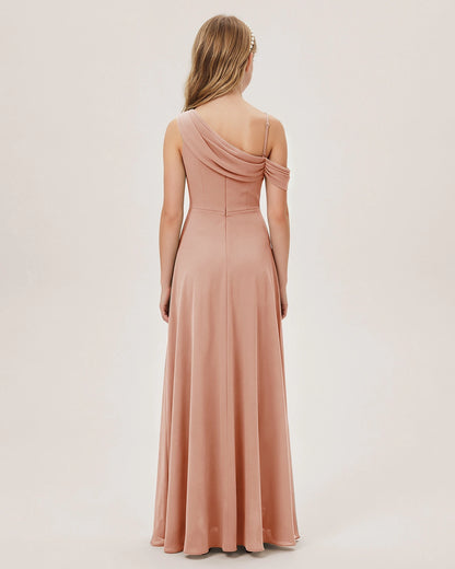 Dusty Rose Chiffon A-line Junior Bridesmaid Dress Back View
