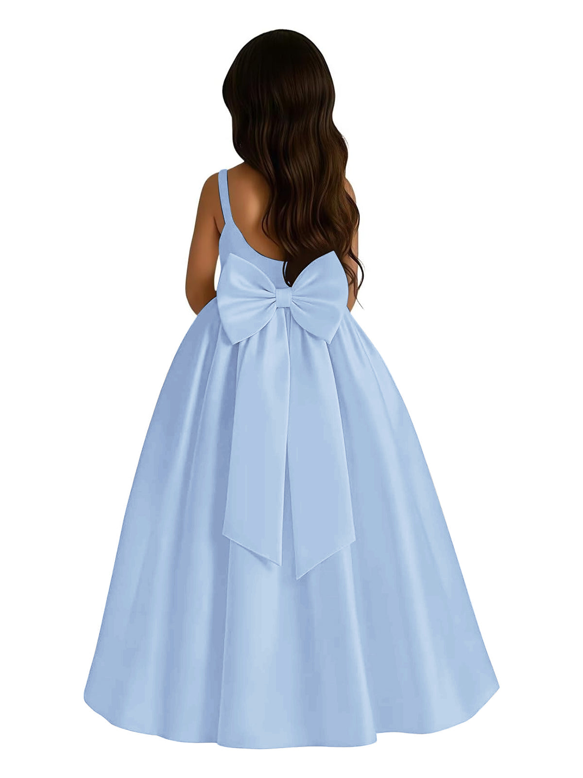 dideyttawl Satin Flower Girl Dresses with Bow Elegant Communion Dress for Girls A-Line Formal Party Gown with Bow