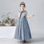 Dideyttawl Grey Flower Girl Dress Satin Sleeveless Pleated Ball Gown