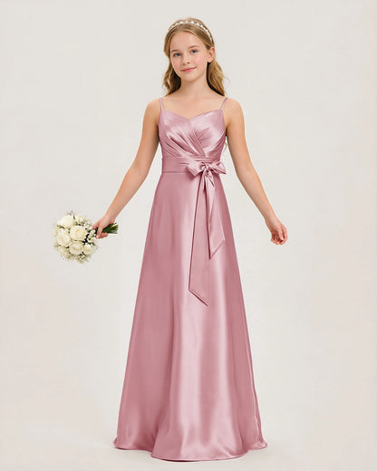 Dusty Rose Satin Junior Bridesmaid Dress