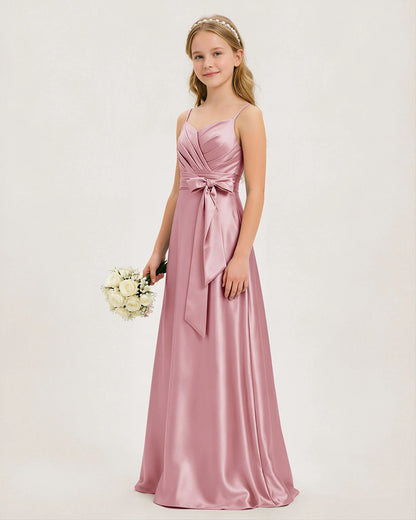 Dusty Rose Satin Junior Bridesmaid Dress