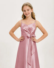 Dusty Rose Satin Junior Bridesmaid Dress