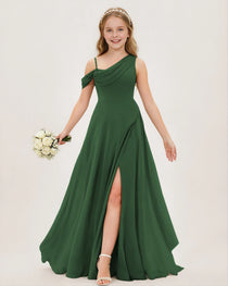Emerald Green Chiffon Junior Bridesmaid Dress