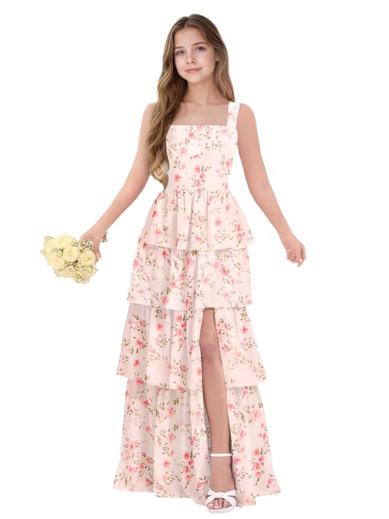 Floral Blush Junior Bridesmaid Dress for Girls