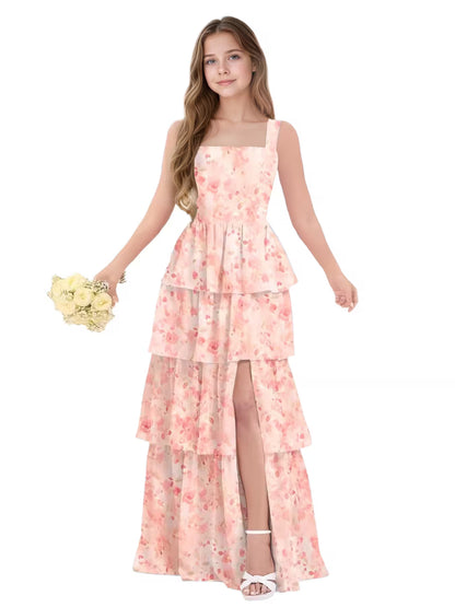 Floral Pink Junior Bridesmaid Dress for Girls