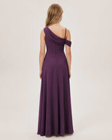 Grape Chiffon A-line Junior Bridesmaid Dress Back View