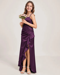 Grape Junior Bridesmaid Dress with Slit