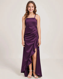 Grape Junior Bridesmaid Dress with Slit