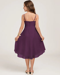 Back Grape Chiffon Junior Bridesmaid Dress