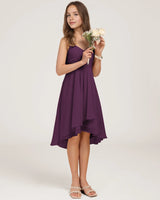 Grape Chiffon A-line Junior Bridesmaid Dress Front View