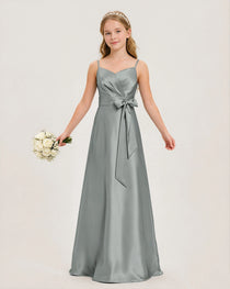 Gray Satin Junior Bridesmaid Dress