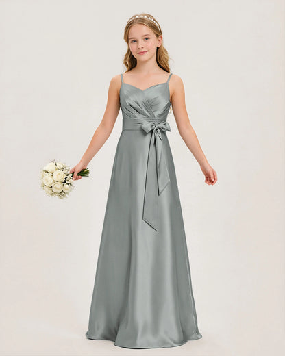 Gray Satin Junior Bridesmaid Dress