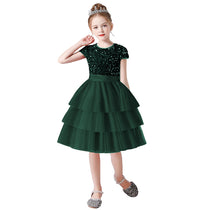 Dideyttawl Girls Burgundy Princess Dress Short Sleeve Tulle Ball Gown for Wedding Party