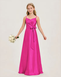 Hot Pink Satin Junior Bridesmaid Dress