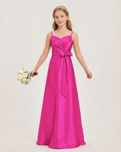Hot Pink Satin Junior Bridesmaid Dress