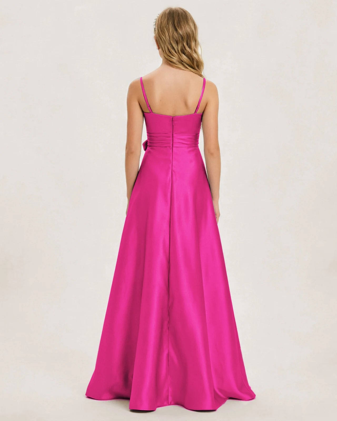 Junior Bridesmaid Dress for Girls | Pleated Satin Maxi Dress