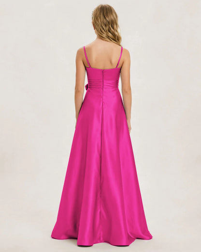 Hot Pink Satin Junior Bridesmaid Dress