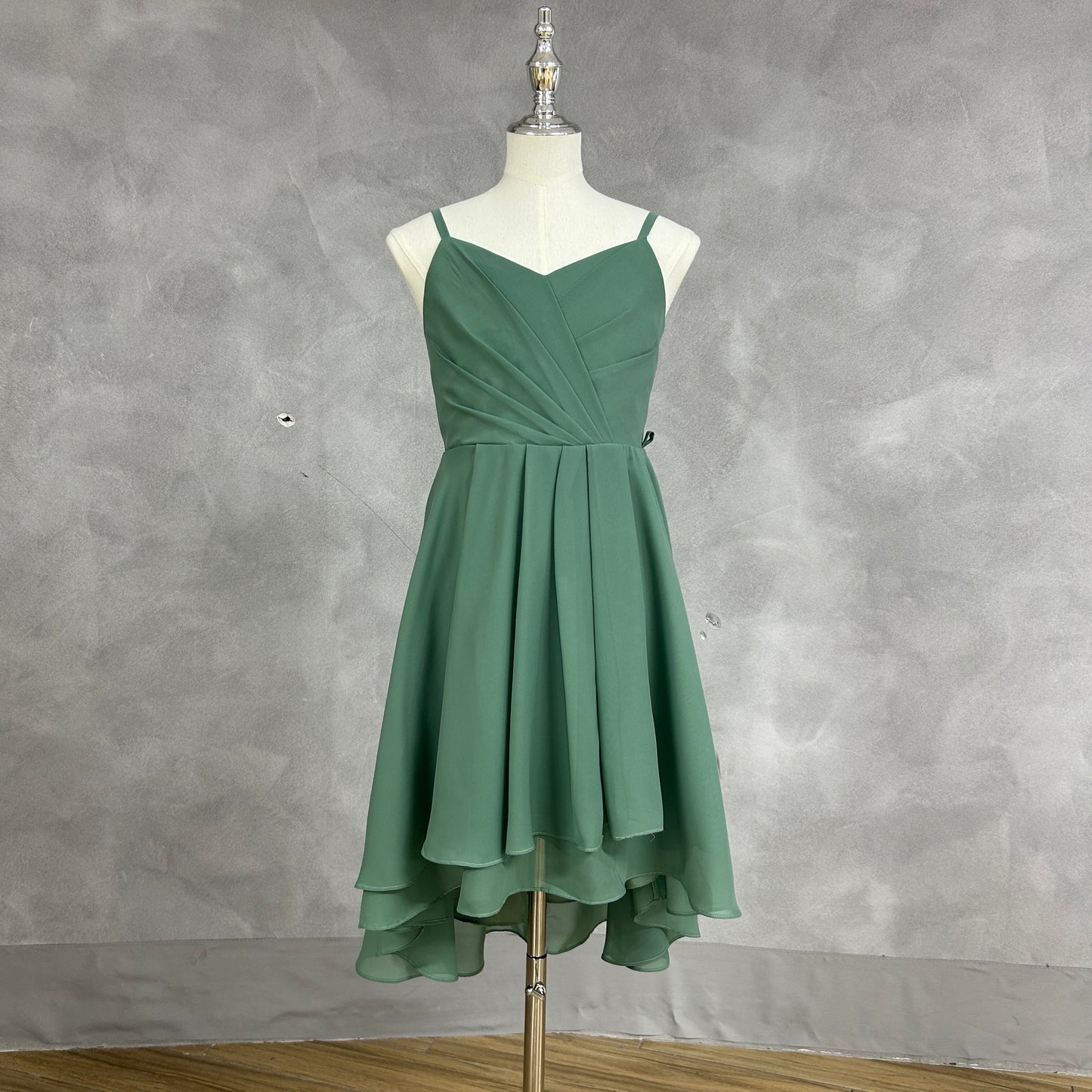 Chiffon Short Junior Bridesmaid Dresses Knee Length Sleeveless Flower Girl Dresses for 4-16 2504