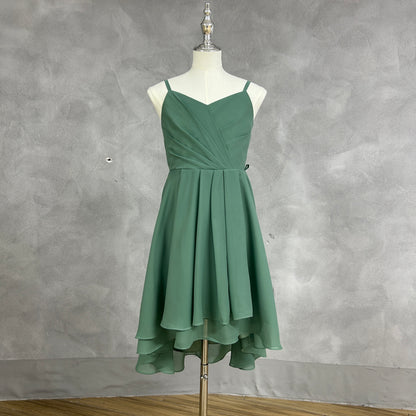Chiffon Short Junior Bridesmaid Dresses Knee Length Sleeveless Flower Girl Dresses for 4-16 2504