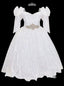 Dideyttawl Sequin Pageant Dress for Girls with Puff Sleeves and Bow