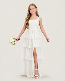 Ivory Front Chiffon Junior Bridesmaid Dresses