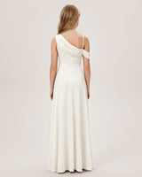 Ivory Chiffon A-line Junior Bridesmaid Dress Back View
