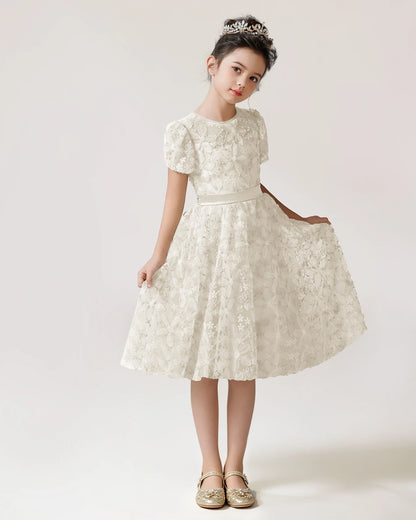 Front Ivory Lace Flower Girls Dress