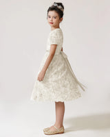 Ivory Lace A-line Girls Formal Dress Side View