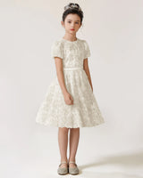 Ivory Lace A-line Girls Formal Dress Front View