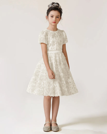 Front Ivory Lace Flower Girls Dress