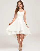 Ivory Chiffon A-line Junior Bridesmaid Dress Front View