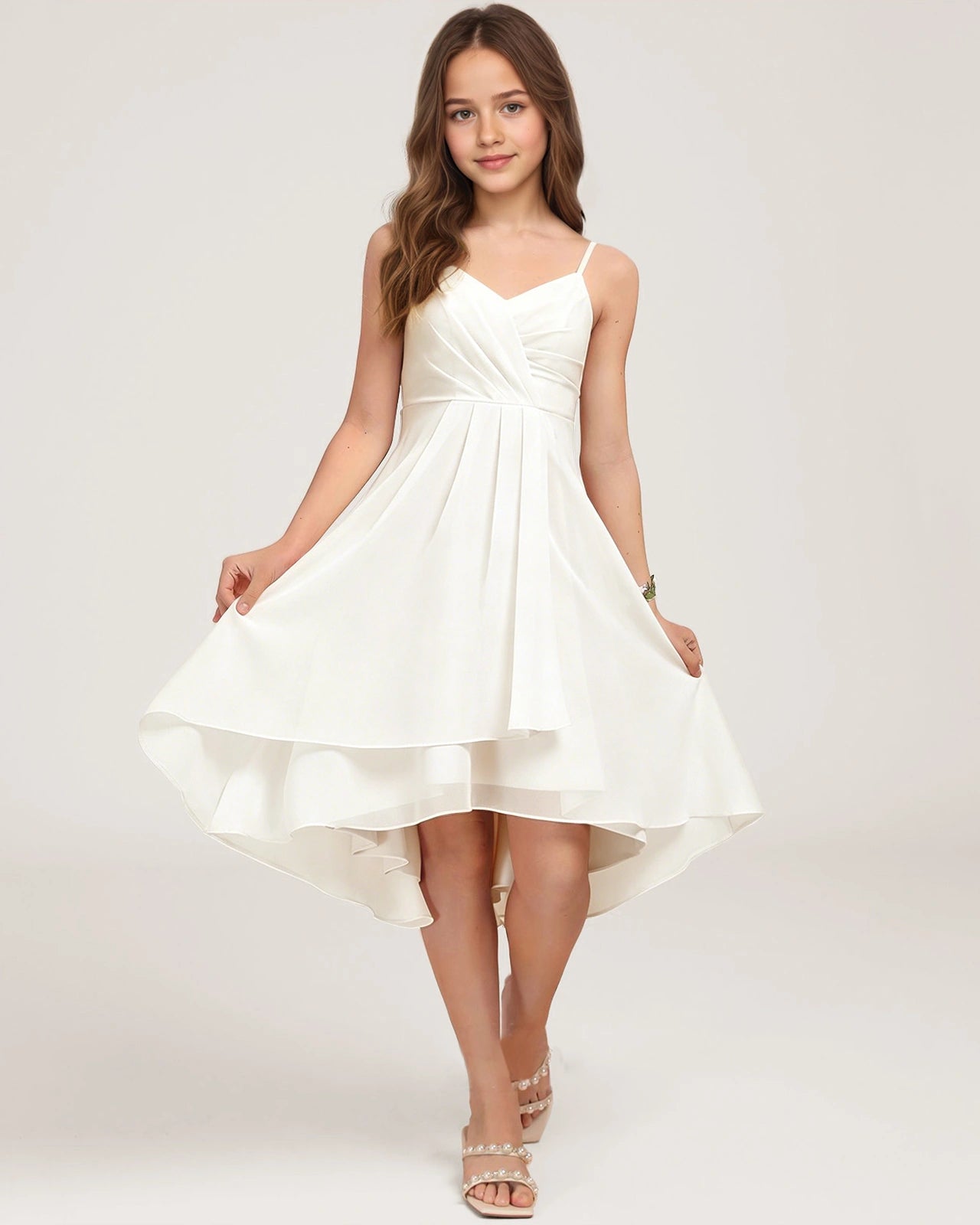 Front Ivory Chiffon Junior Bridesmaid Dress