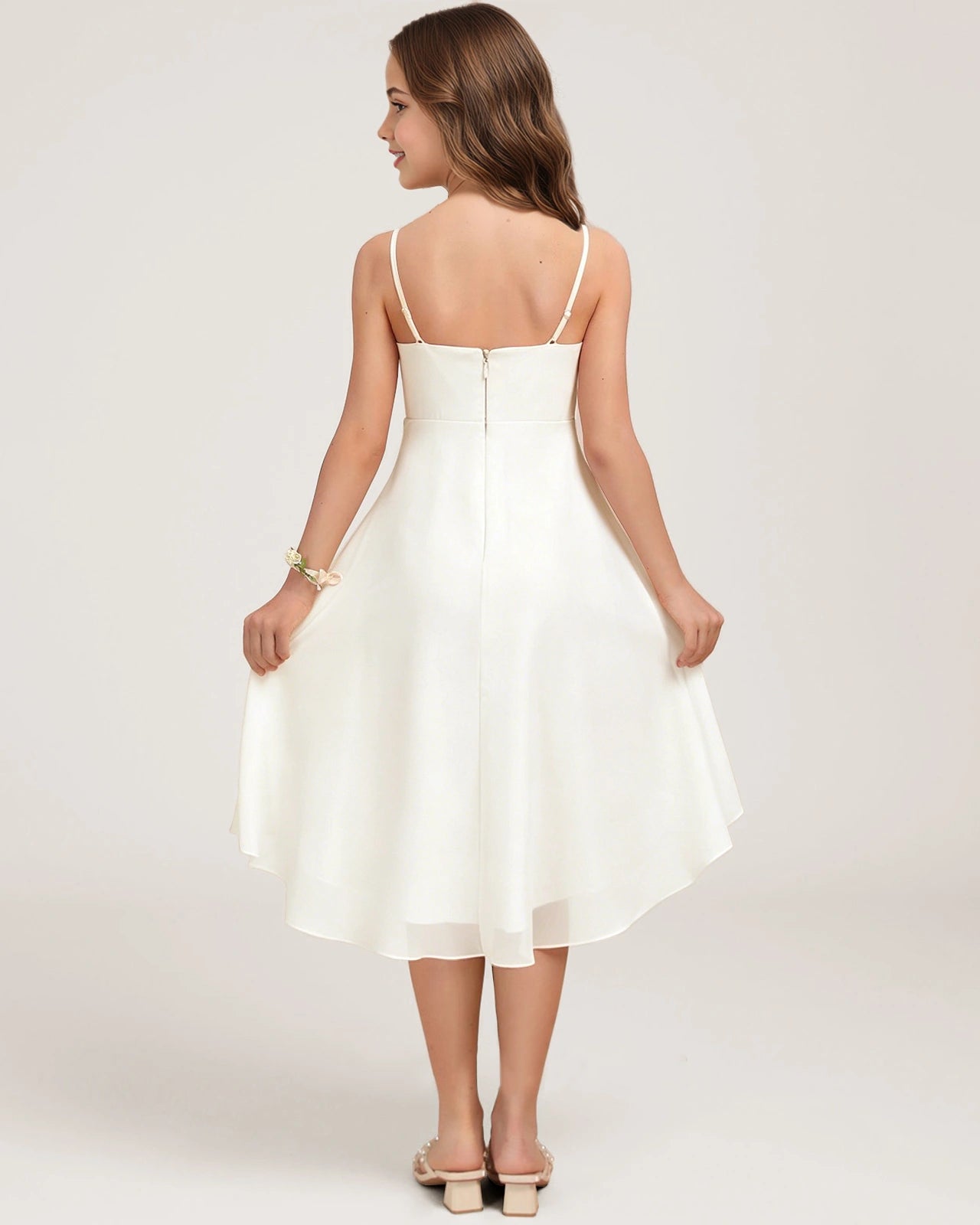 Back Ivory Chiffon Junior Bridesmaid Dress