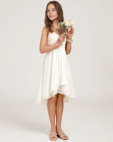 Ivory Chiffon A-line Junior Bridesmaid Dress Front View