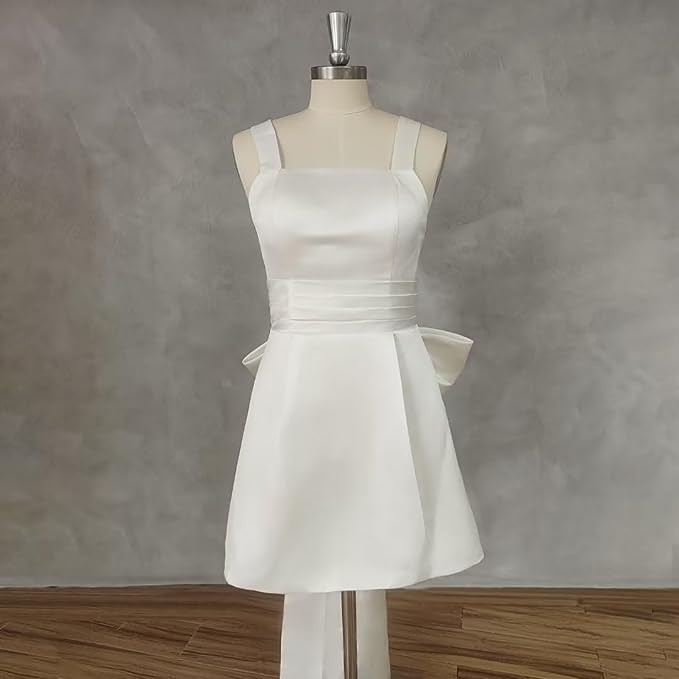 2025 Big Bow Mini Wedding Dress Elegant Short Bridal Gown Women Backless Spaghetti Straps Simple Wedding Gown