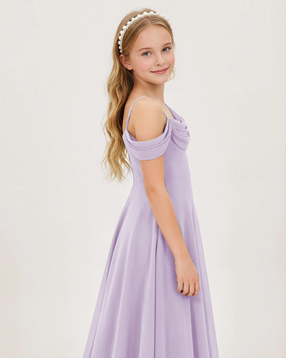 Lavender Chiffon A-line Junior Bridesmaid Dress Side View