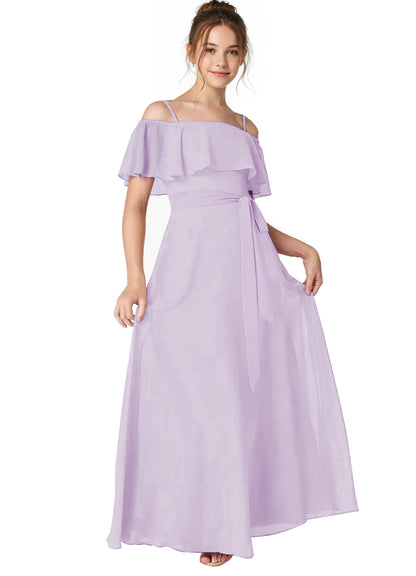 dideyttawl Spaghetti Straps Junior Bridesmaid Dresses for Wedding A-Line Chiffon Pageant Girls Formal Party Dress 003