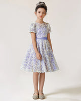 Lavender Lace A-line Girls Formal Dress Front View