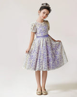 Lavender Lace A-line Girls Formal Dress Front View