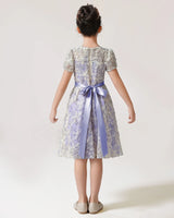 Lavender Lace A-line Girls Formal Dress Back View