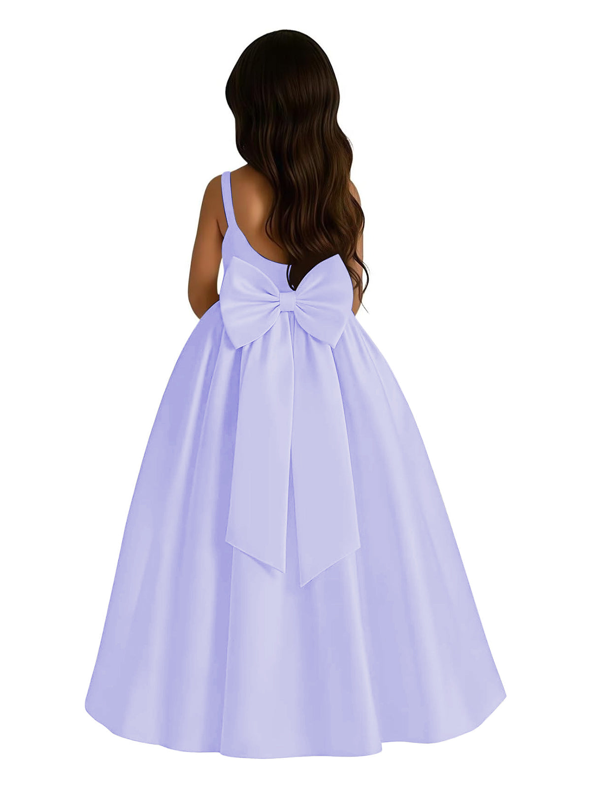 dideyttawl Satin Flower Girl Dresses with Bow Elegant Communion Dress for Girls A-Line Formal Party Gown with Bow