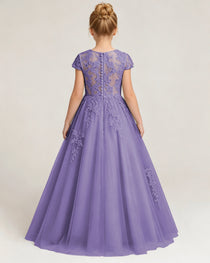 Back Lavender Lace Flower Girls Dress