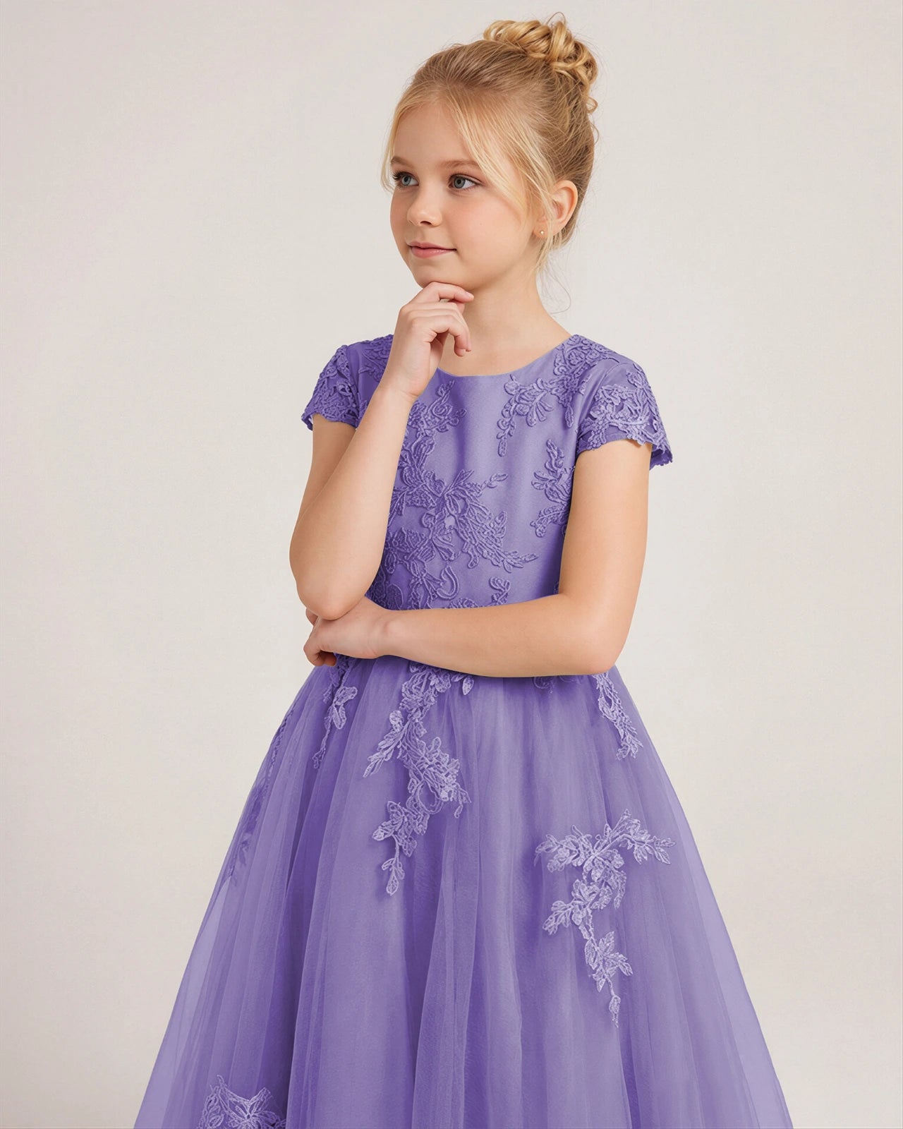 Detail Lavender Lace Flower Girls Dress